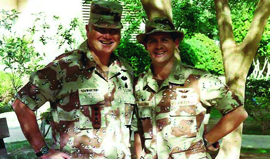 Image of Lieutenant Colonel Rick Francona next to General H. Norman Schwarzkopf during DESERT SHIELD and DESERT STORM.